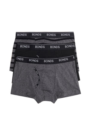 3 X Mens Bonds Guyfront Trunk Trunks Underwear – Charcoal Stripe – Tie  Store Australia