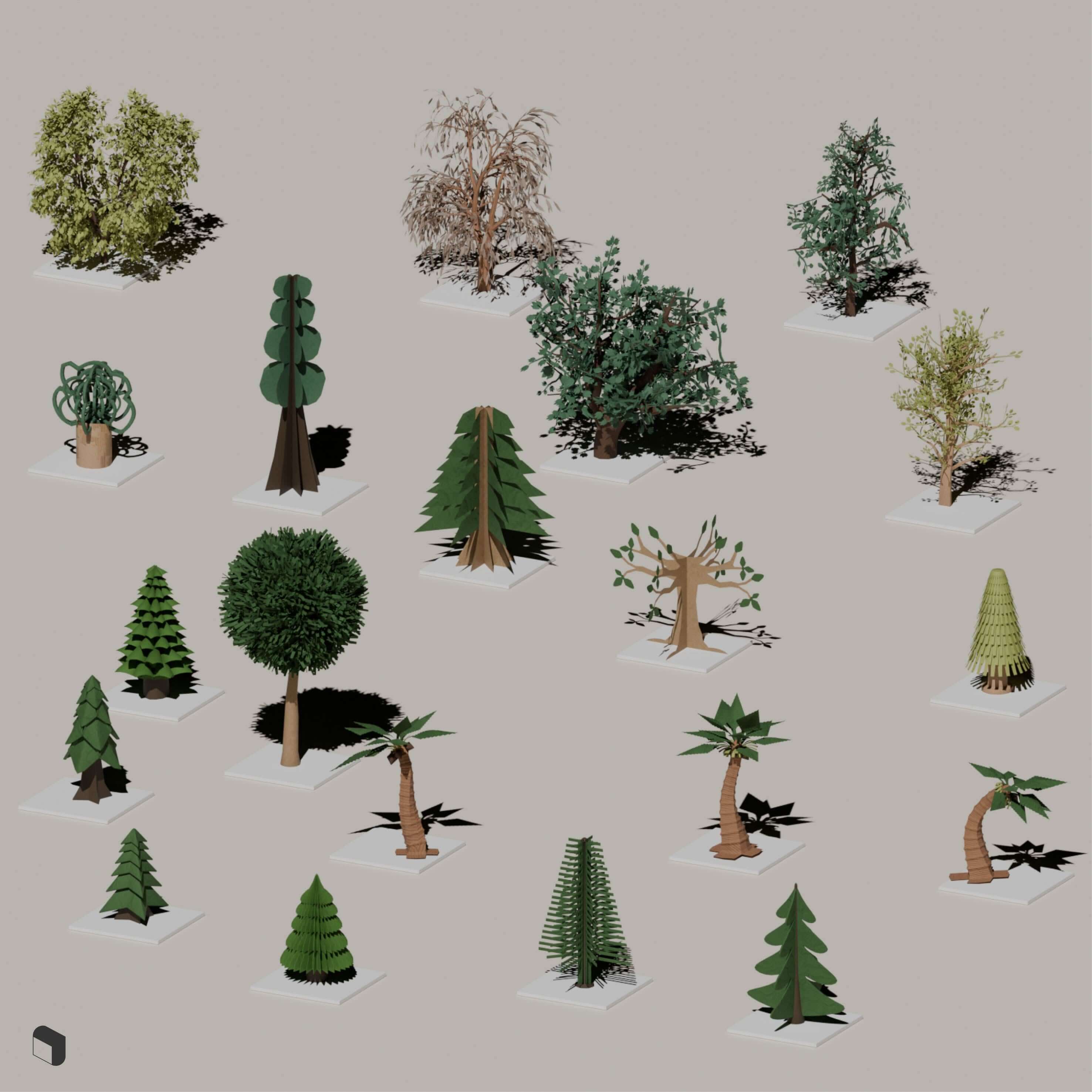 3D Model Physical Model Paper Trees 2