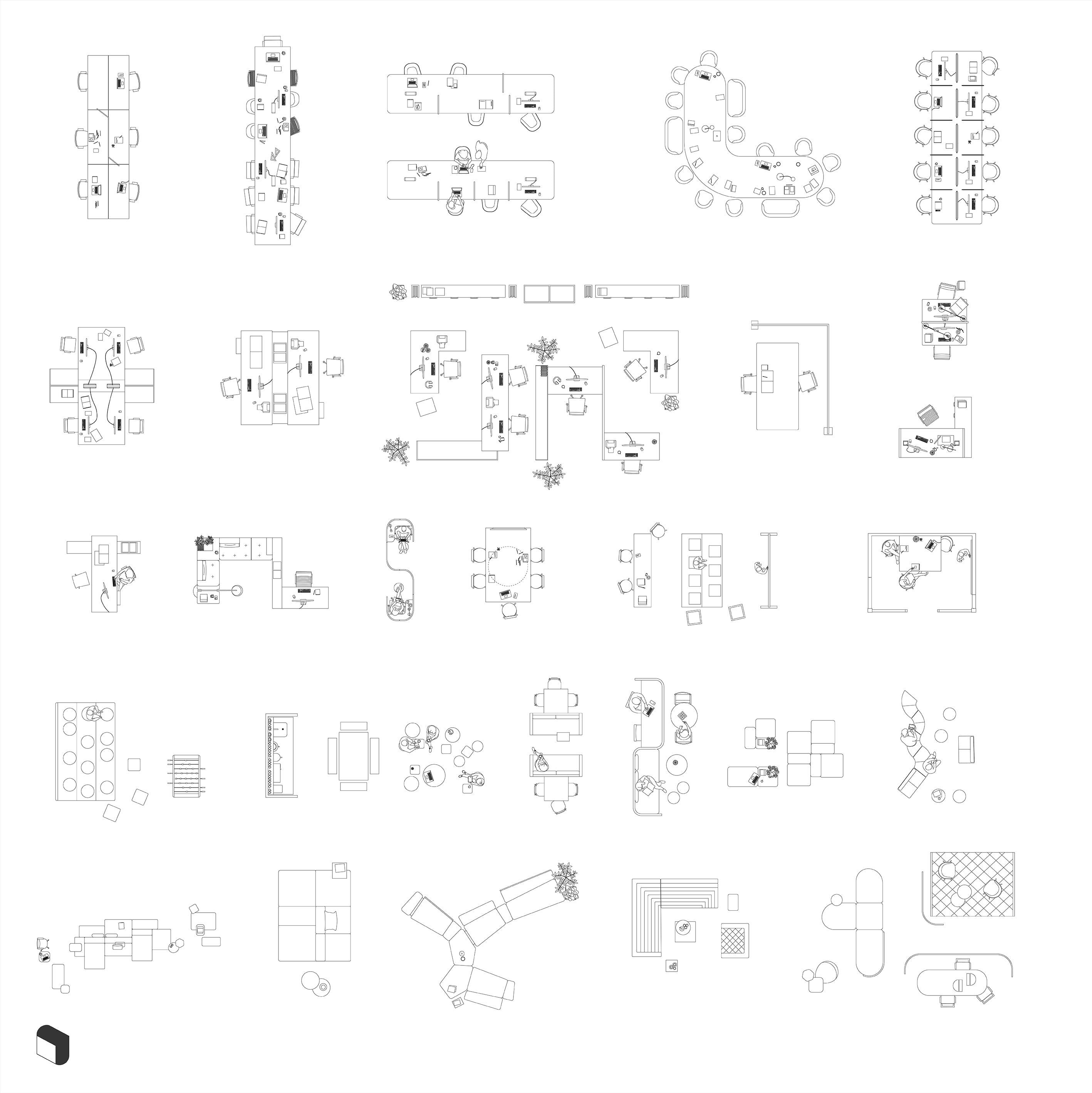 Cad Office Furniture Top View – Toffu Co