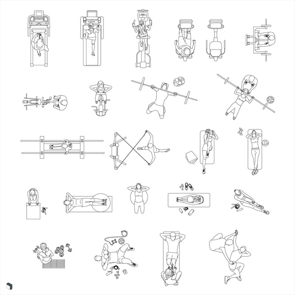 Cad Gym People Top View DWG | Toffu Co