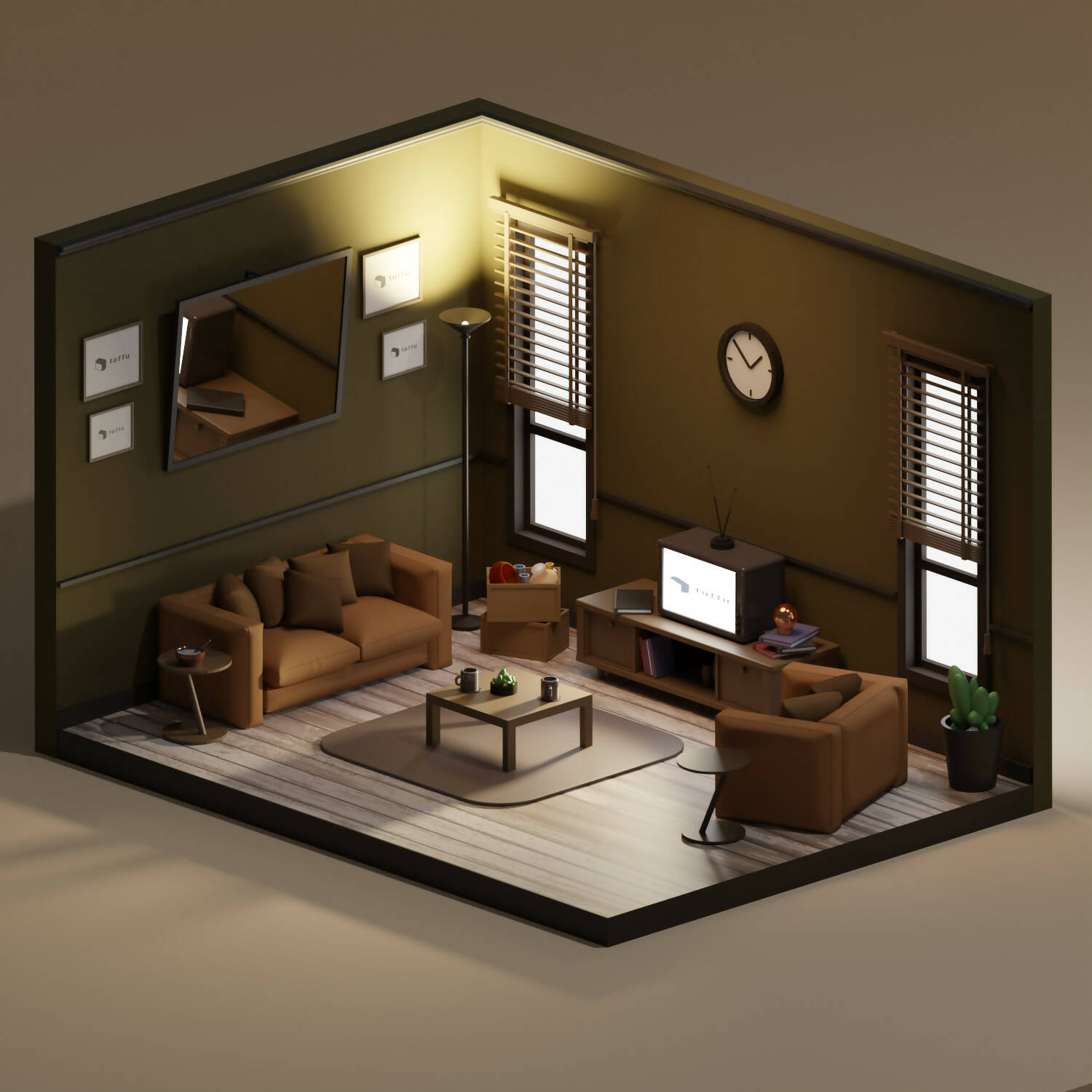 3d Model Low Poly Room – Toffu Co