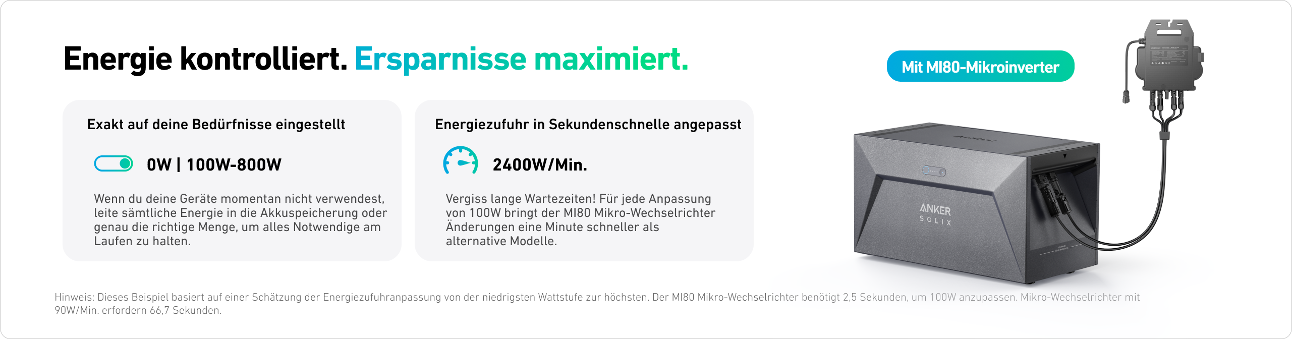 Die Anker Solix Solarbank läuft effizienter mit dem Anker MI80 Wechselrichter