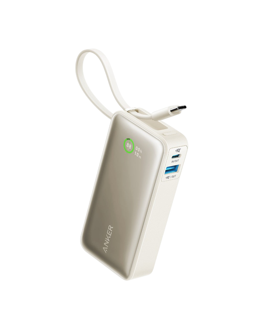 Anker Nano Power Bank (30W, Built-In USB-C Cable) Shell White
