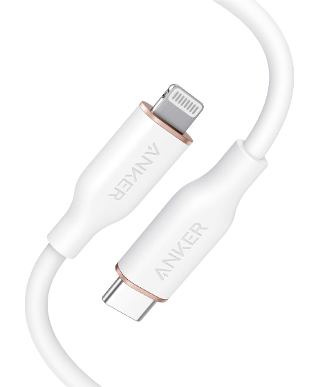 Anker 641 USB-C to Lightning Cable (Flow, Silicone) 3ft / Cloud White