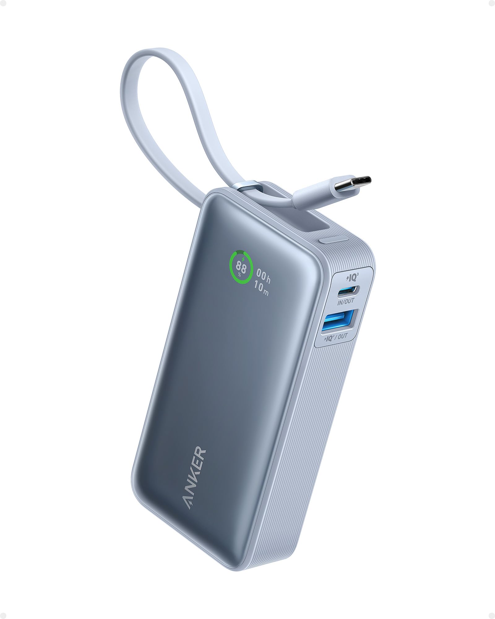 Anker Nano Power Bank (30W, Built-In USB-C Cable) Ice Lake Blue