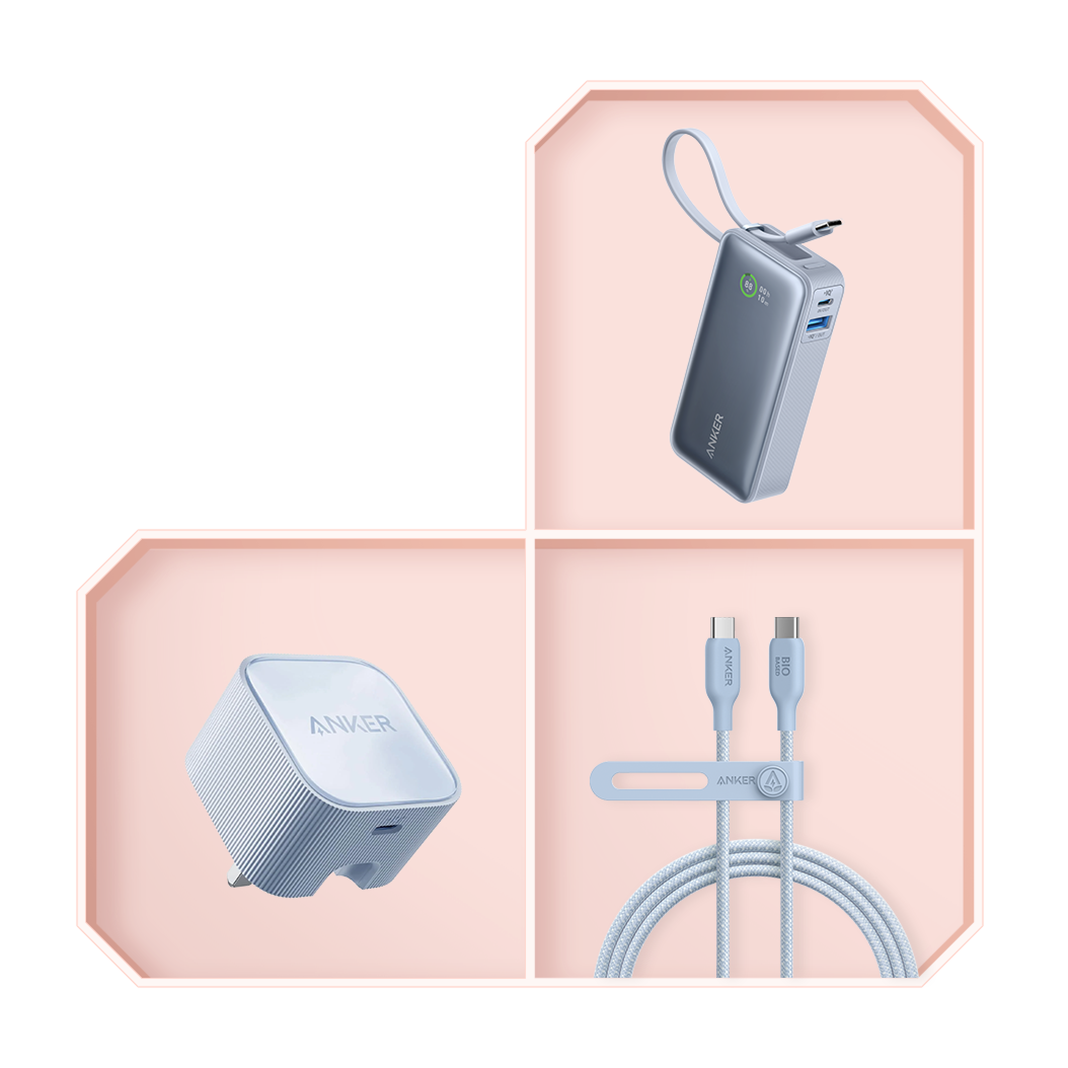 Anker Nano Power Bank, USB-C Wall Charger, and USB-C to USB-C Cable