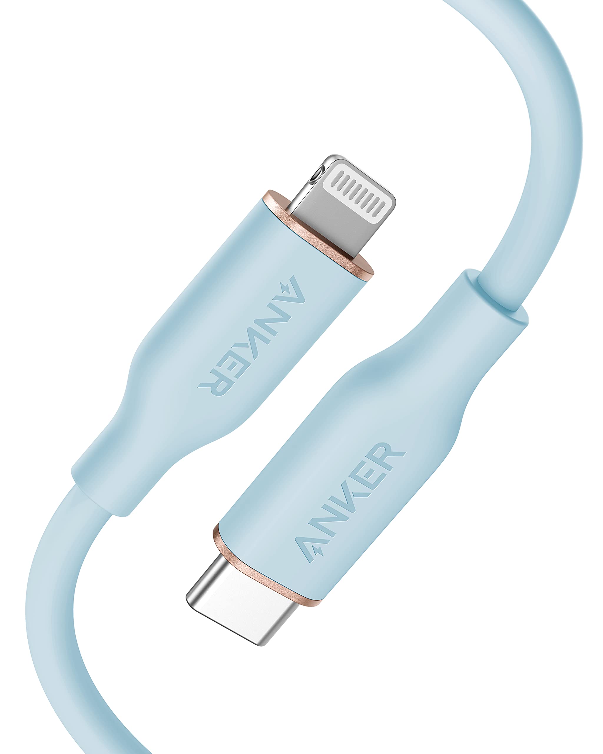 Anker 641 USB-C to Lightning Cable (Flow, Silicone) 3ft / Misty Blue