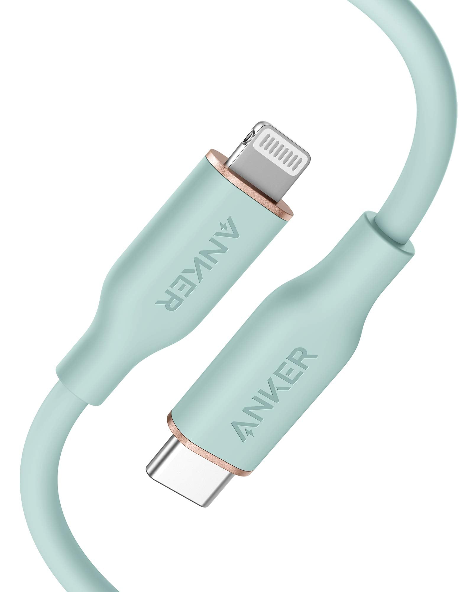 Anker 641 USB-C to Lightning Cable (Flow, Silicone) 3ft / Mint Green