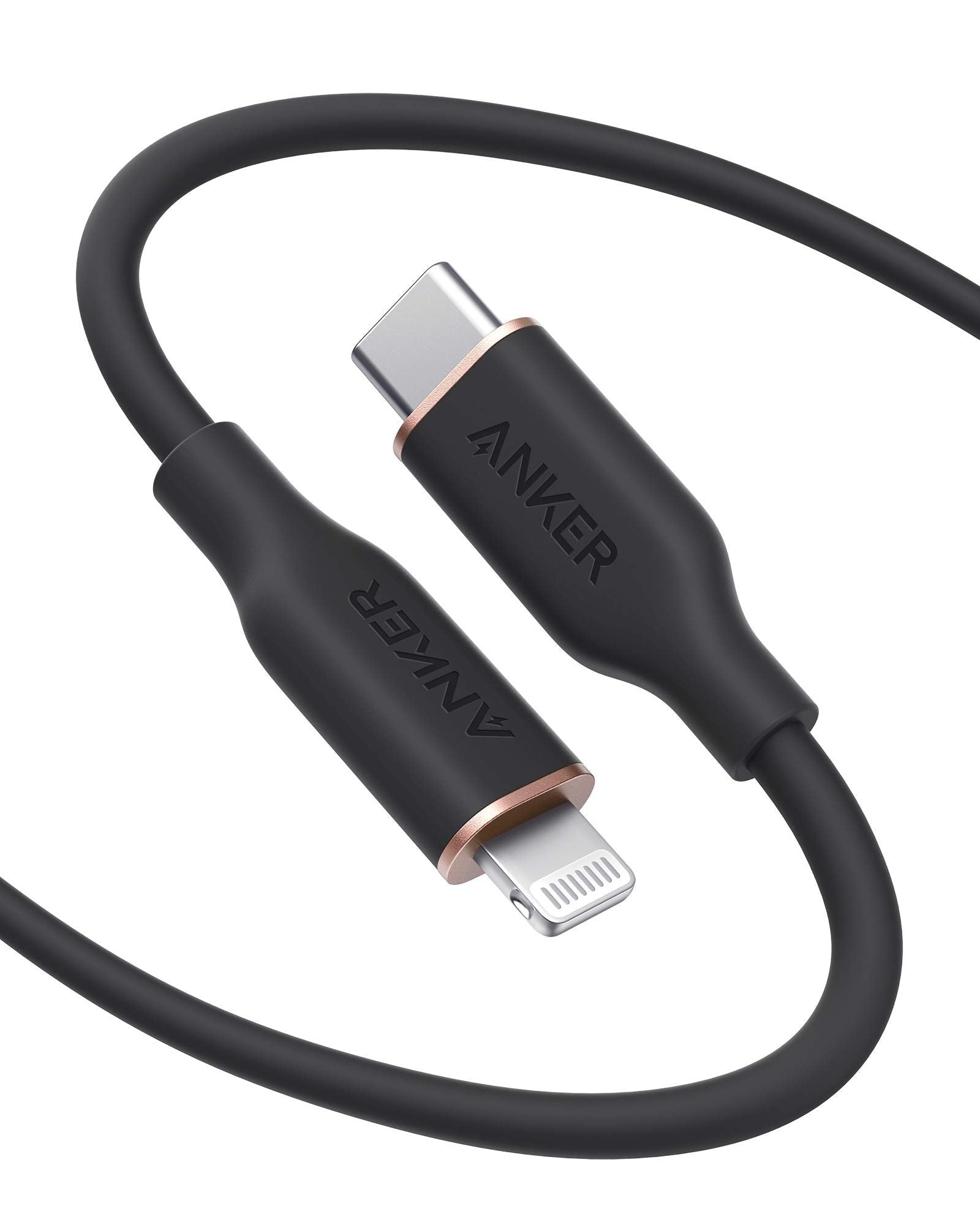 Anker 641 USB-C to Lightning Cable (Flow, Silicone) 6ft / Midnight Black