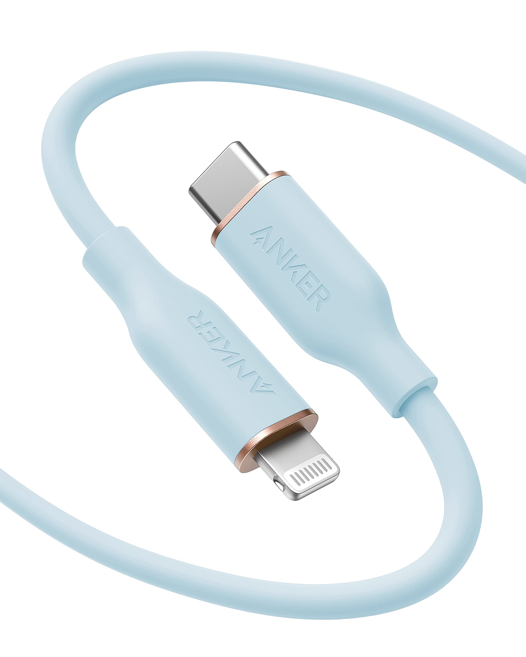 Anker 641 USB-C to Lightning Cable (Flow, Silicone) 6ft / Misty Blue
