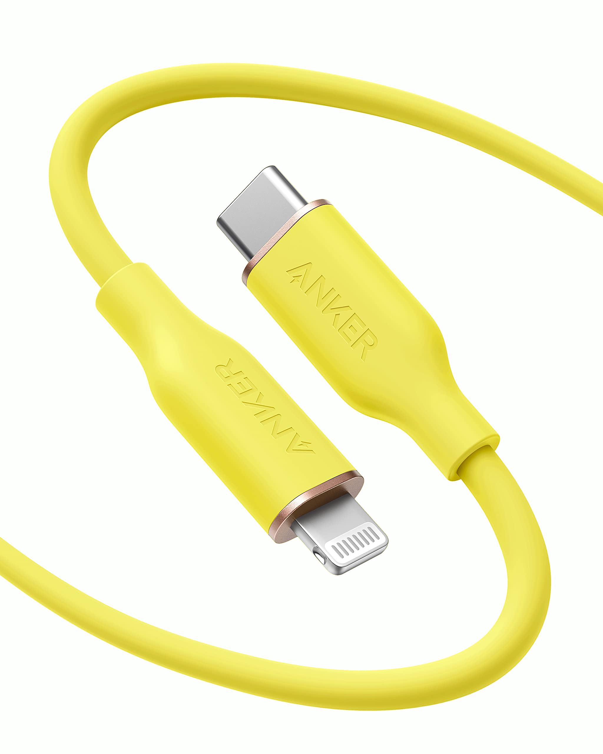 Anker 641 USB-C to Lightning Cable (Flow, Silicone) 6ft / Daffodil Yellow