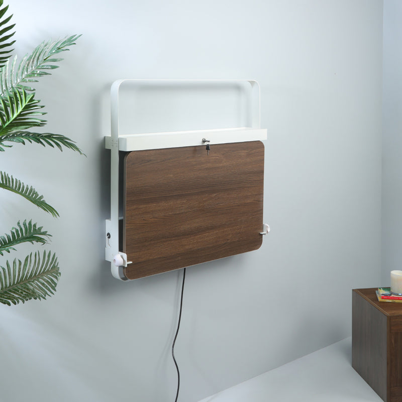 Atmosphere New Tokyo White And Dark Oak Foldable Wall Mounted Desk