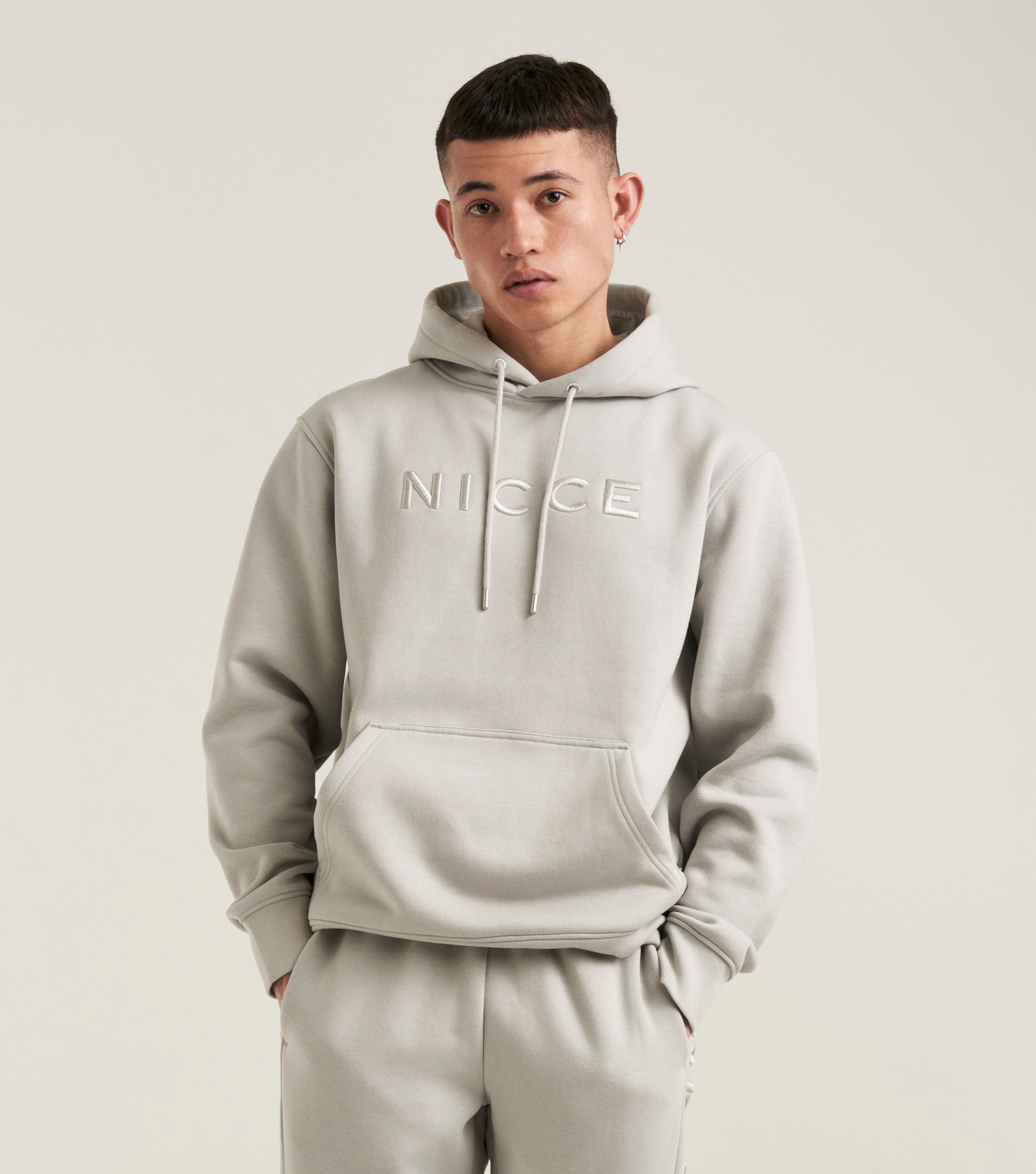 NICCE Mens Mercury Hoodie | Chalk Grey