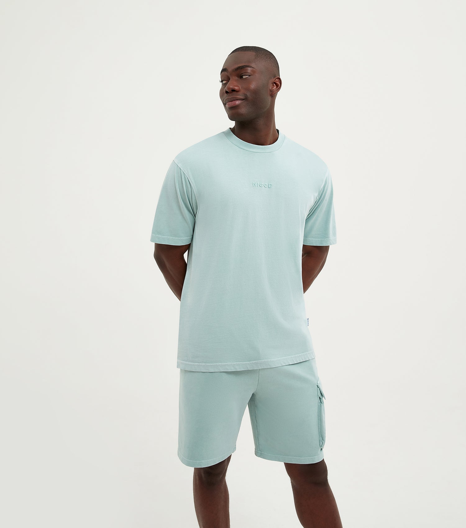 NICCE Mens Garment Dye Mercury T-Shirt | Washed Aqua Blue