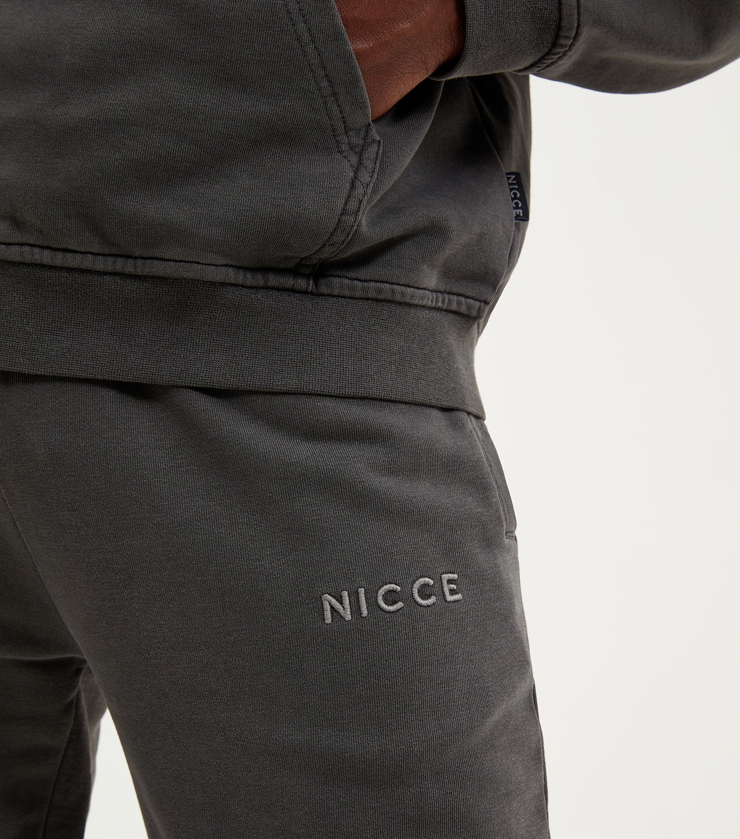 NICCE Mens Garment Dye Mercury Joggers | Washed Black