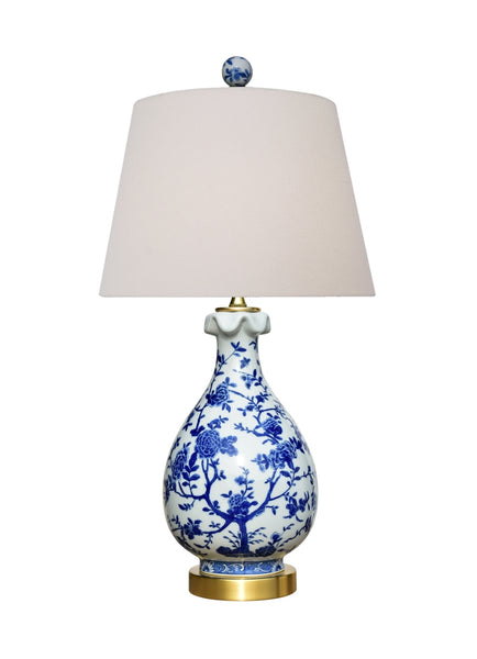 small blue and white porcelain lamp