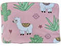 Couverture de bébé : Lamas endormis (Fond rose)