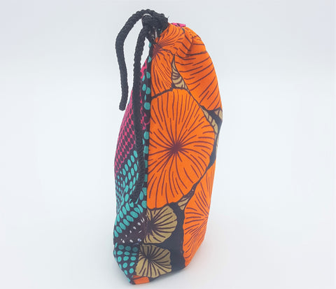 Sustainable packaging bag made from multiple pieces of off-cut material.