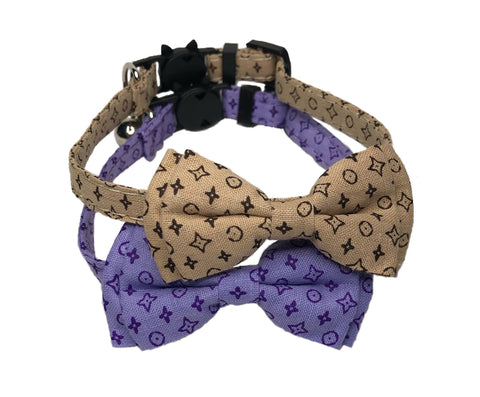 LV Inspired Print Cat Collar Duo with Blue – ComfortforCreatures