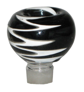 Glass Bowl Black & White Zig-Zag 14.5mm Grind