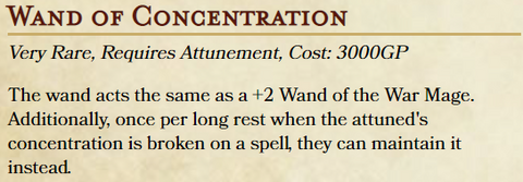 wand of concentration stat block