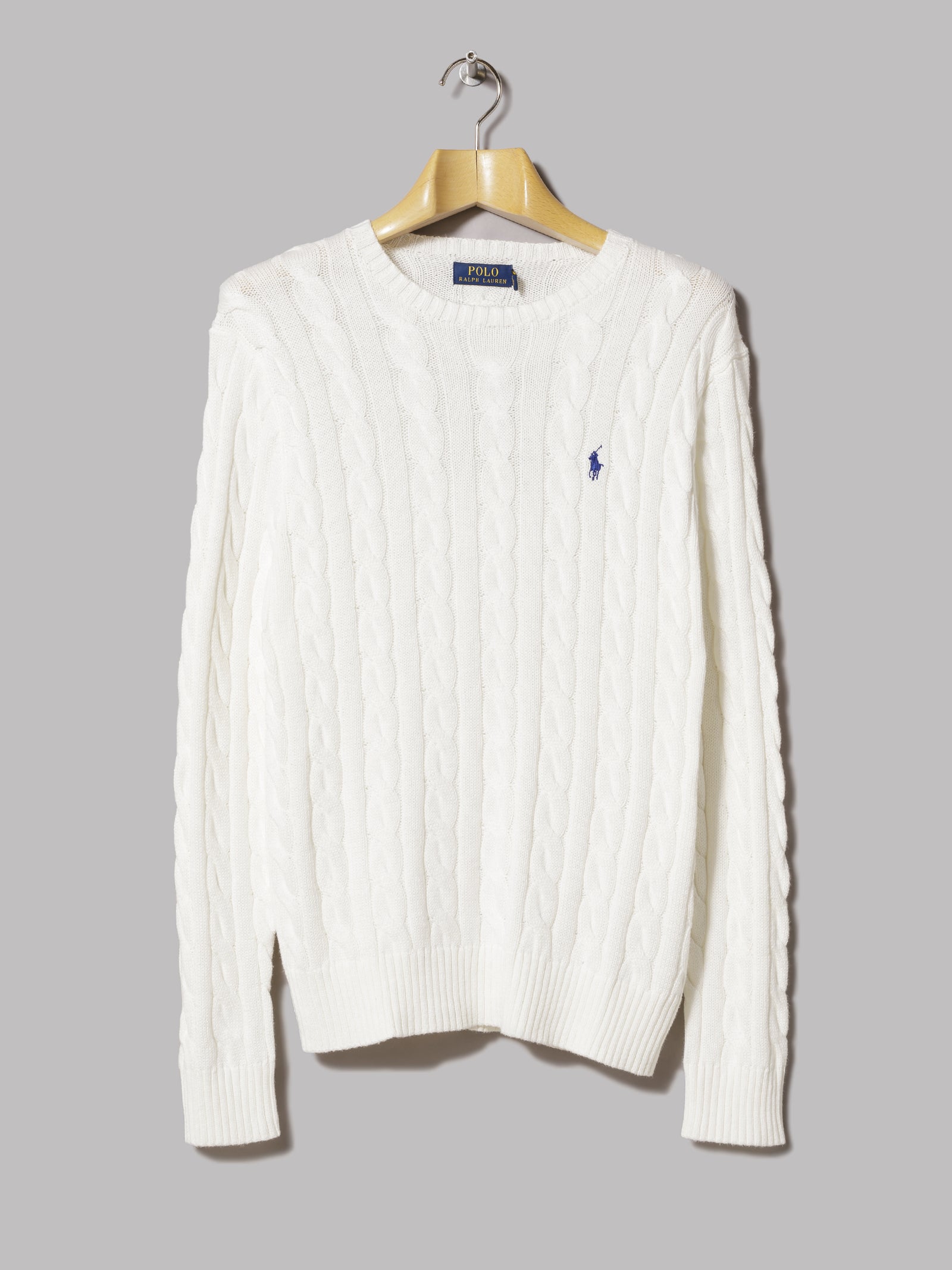 white ralph lauren cable knit jumper