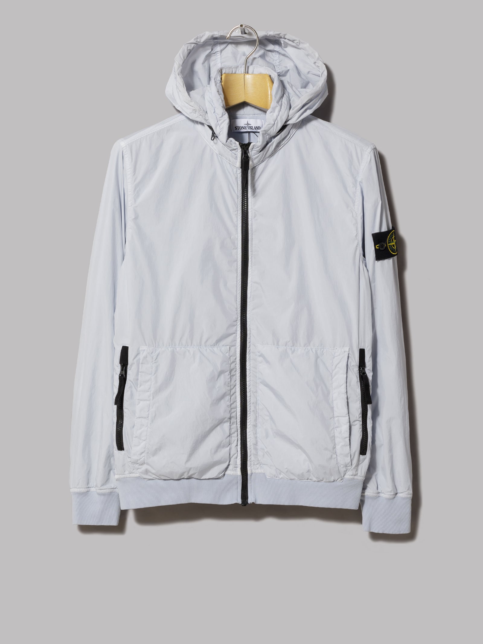 stone island garment dyed hooded zip shirt