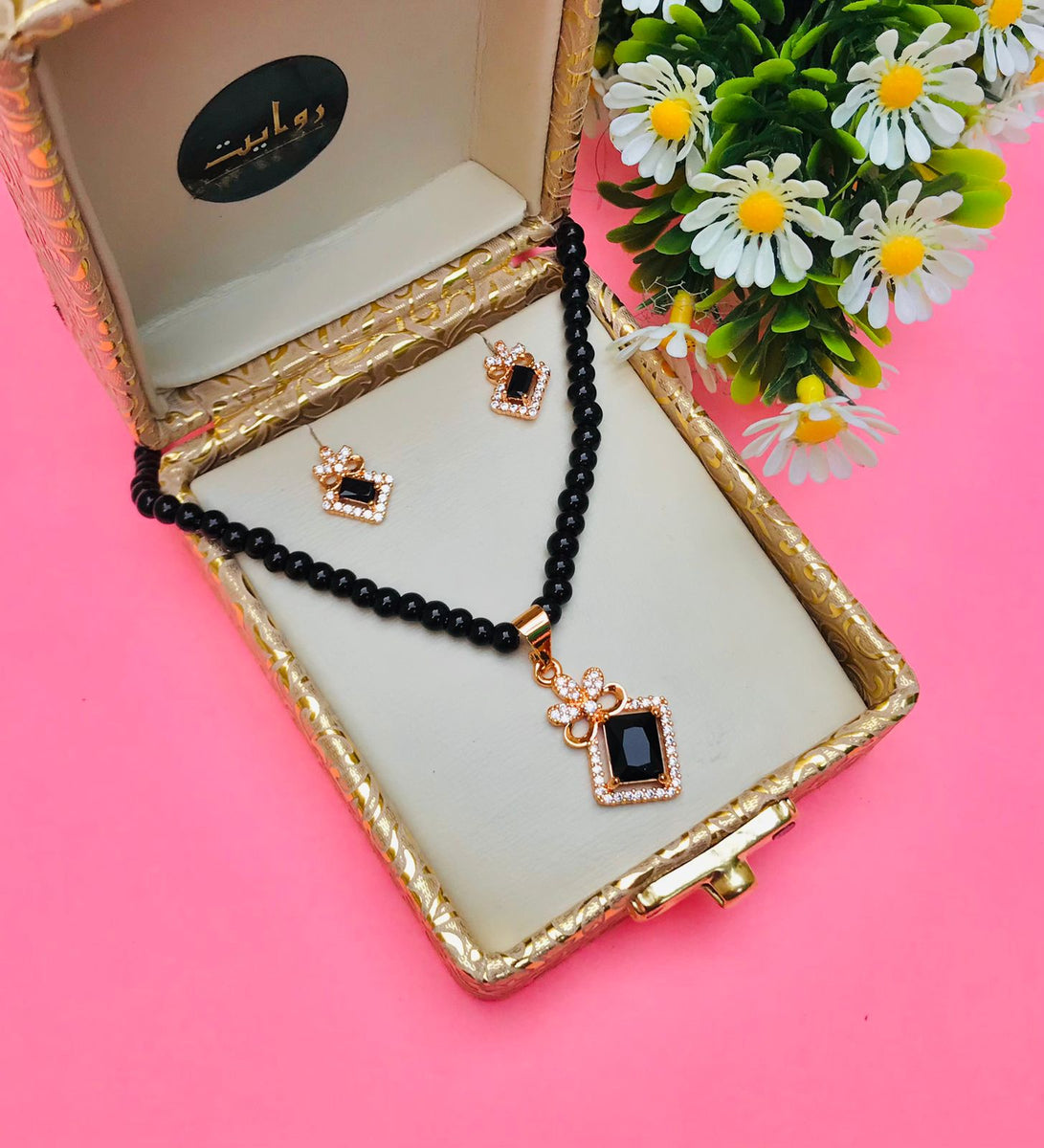 Zircon Mala Set-16 (Black)– Rawayat Jewellery