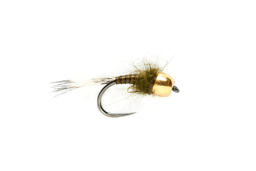 Barbless Olive Quill Nymph - Tungsten Beadhead 14
