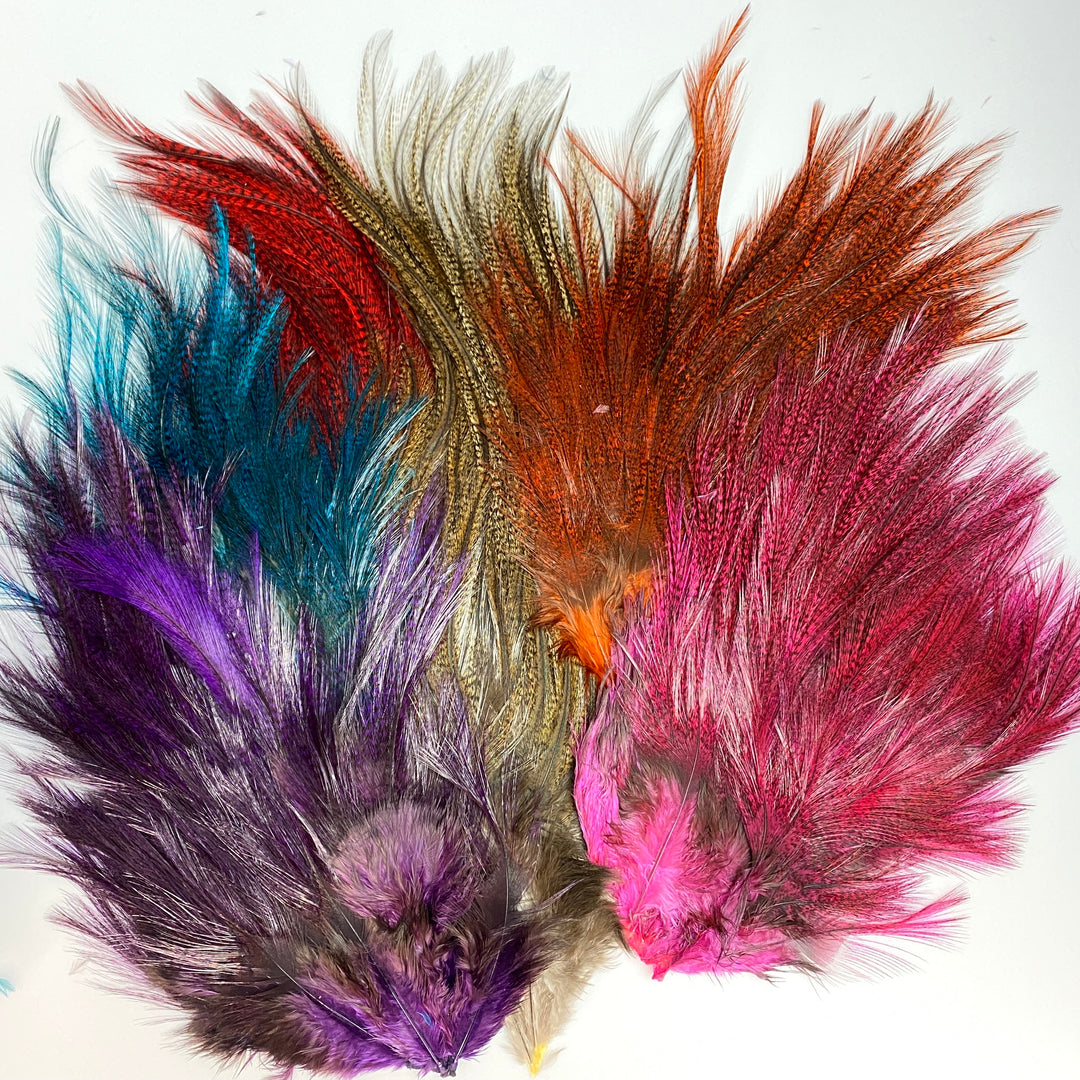 WellieSTR 20PCS Feathers Genuine Mix Natural Color Whiting Fly Tying  Rooster Saddle Feather 6-9''Long Skinny Fly Tying Feathers