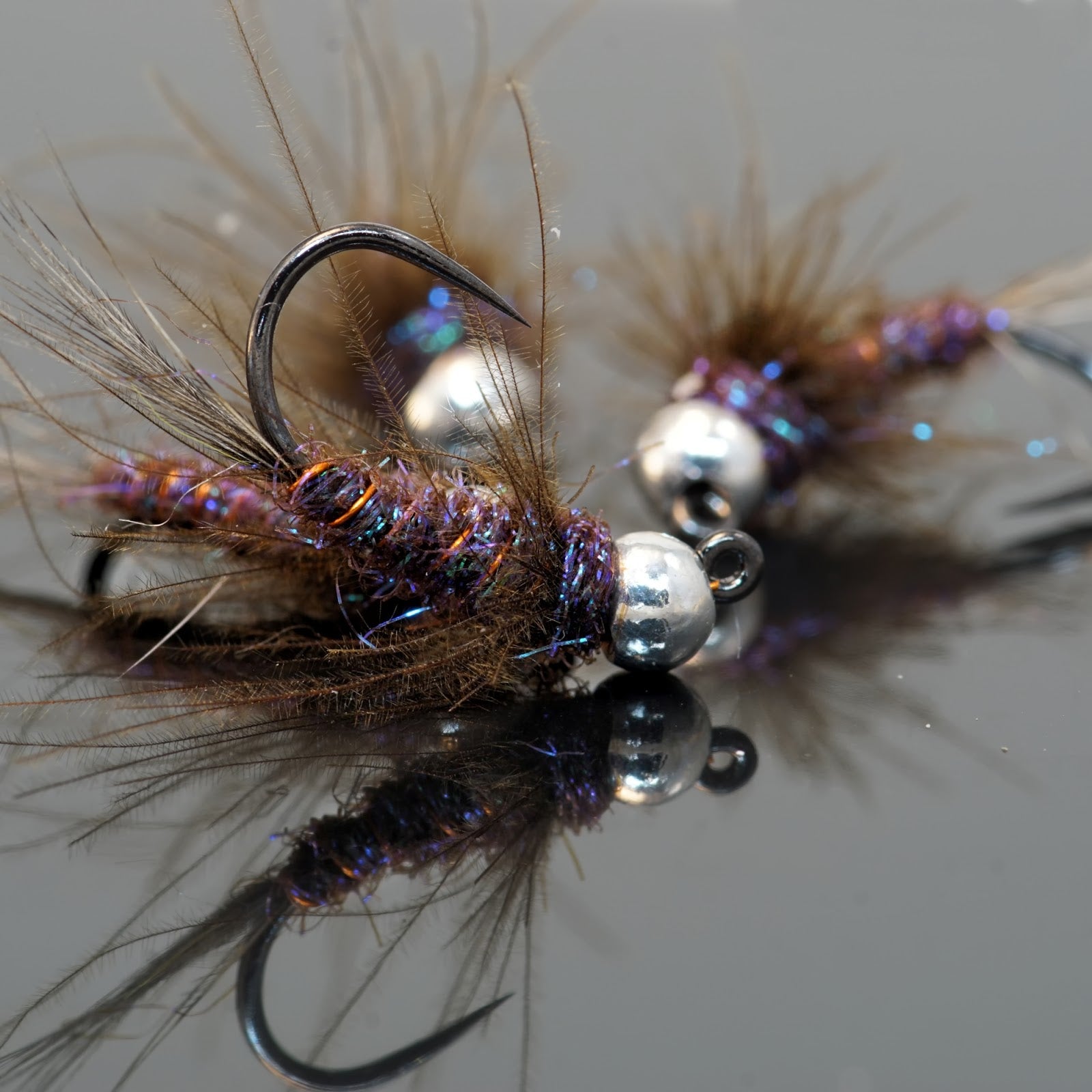 The Fly Fishing Place Tungsten Bead Hot Rib CDC Duracell Tactical Jig Czech  Euro Nymph Spanish Barbless Nymphing Fly - 6 Flies Size 14