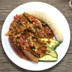 TOMATO MACKEREL W/ GREEN BANANA & PLANTAIN