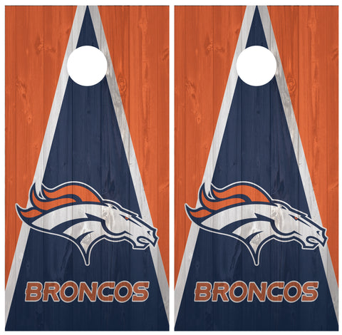 Denver Broncos NFL Solid Wood 2x3 Cornhole Diagonal Stripe Design