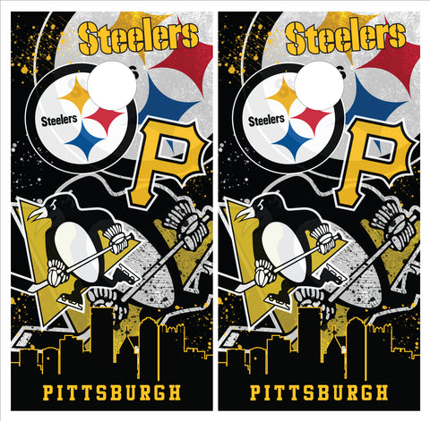 Pittsburgh Steelers Cornhole Wrap NFL Luxury Game Skin Board Set Vinyl Art  CO108