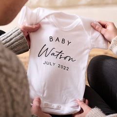 Personalised New Baby Announcement Babygrow - Mother's Day Gifts - Sunday's Daughter