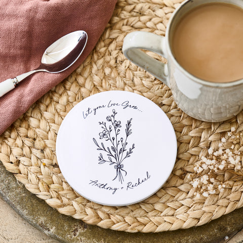 Personalised Floral Ceramic Coaster - Sunday's Daughter