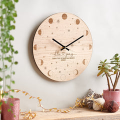 Personalised Flowers And Moon Clock