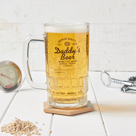 Personalised Daddy's Glass Beer Tankard - Sunday's Daughter