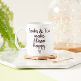 Books and Tea Make Me Happy Personalised Mug