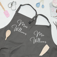 Personalised Mr And Mrs Personalised Kitchen Apron Set
