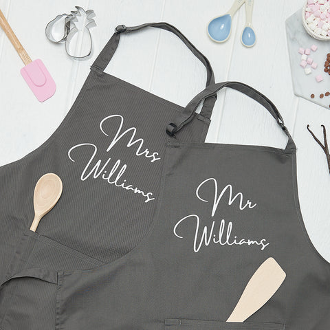 Mr And Mrs Personalised Kitchen Apron Set - Sunday's Daughter