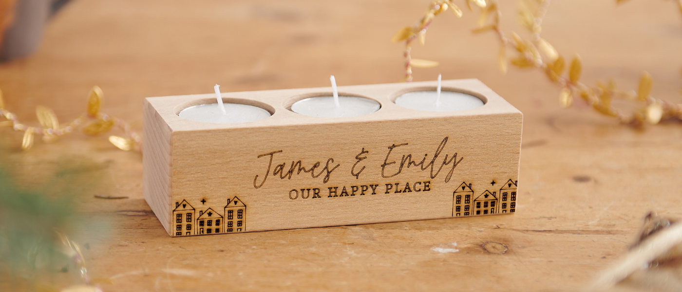 Personalised Our New Home Christmas Candle Holder