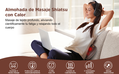 Multifonction, oreiller, massage, shiatsu, cou, cojin, masseur, à, protégez, colonne, vertébral, et, détente, cou, dos, et tout, corps, dans, maison, bureau, car_bronmart_es_massager, dos, shiatsu, masaj