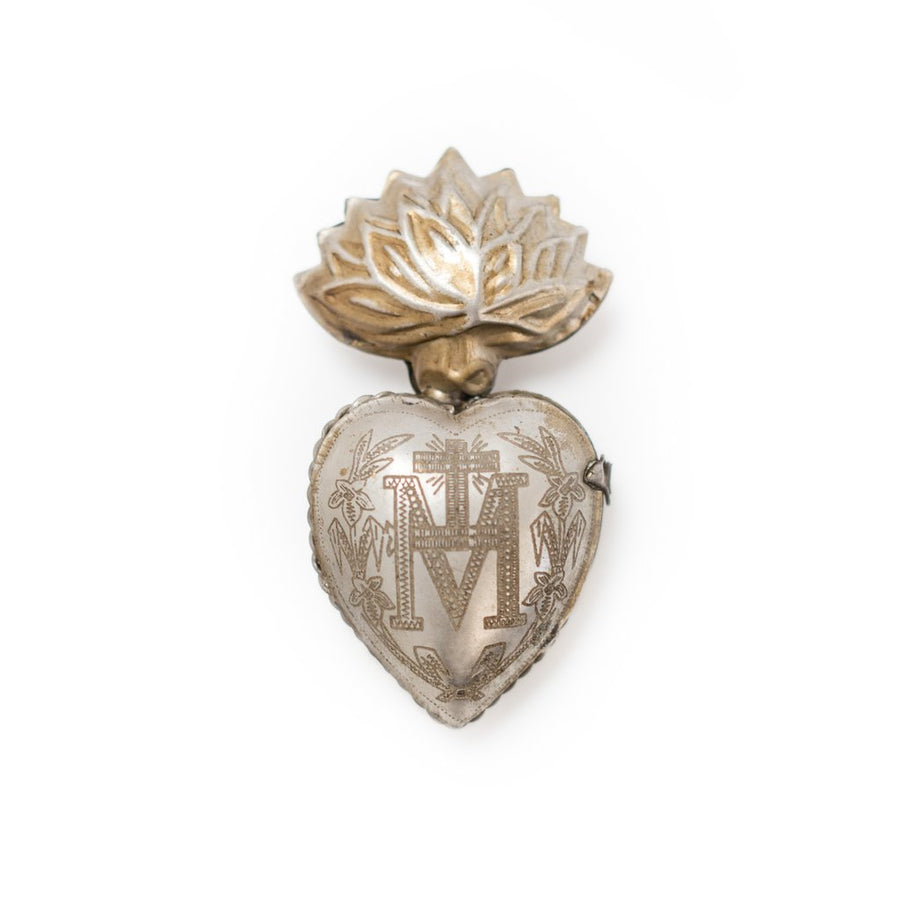 Small Flame Sacred Heart ~ Silver-Home Goods-Queen of Crowns-Jackalope Trading Company