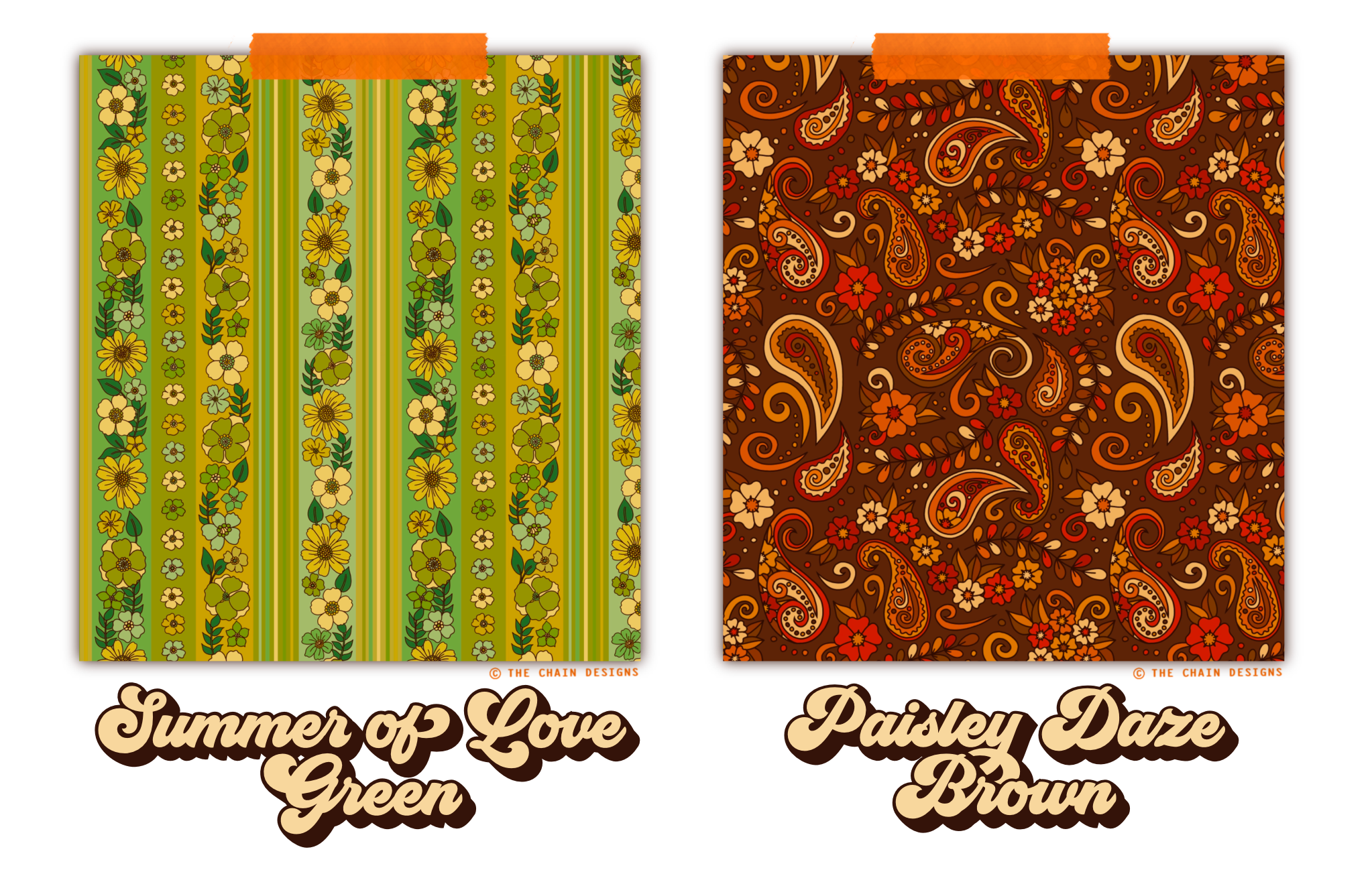 Summer of Love green & Paisley Daze Brown