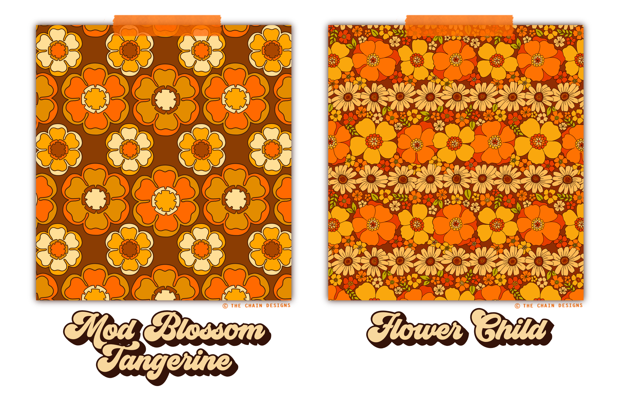 The Chain - Mod Blossom Tangerine & Flower Child Swatches