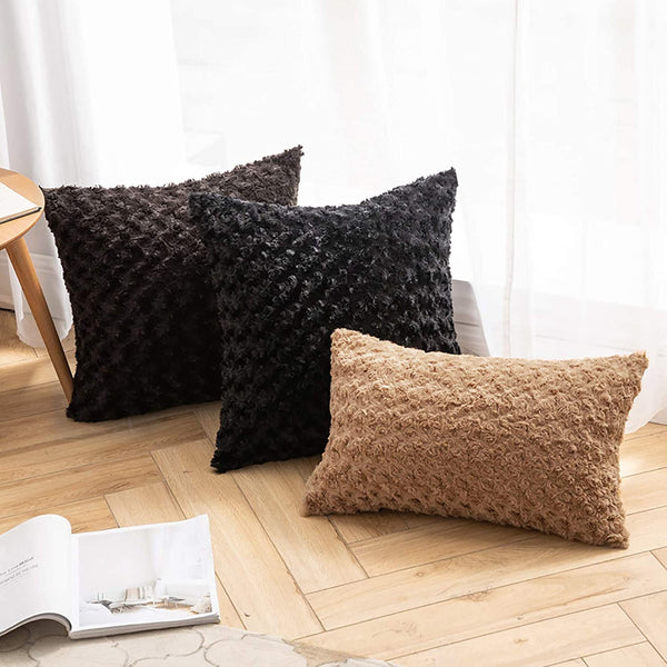 Pack Of 2 Faux Fur Throw Pillow Covers Cushion Covers Luxury Soft