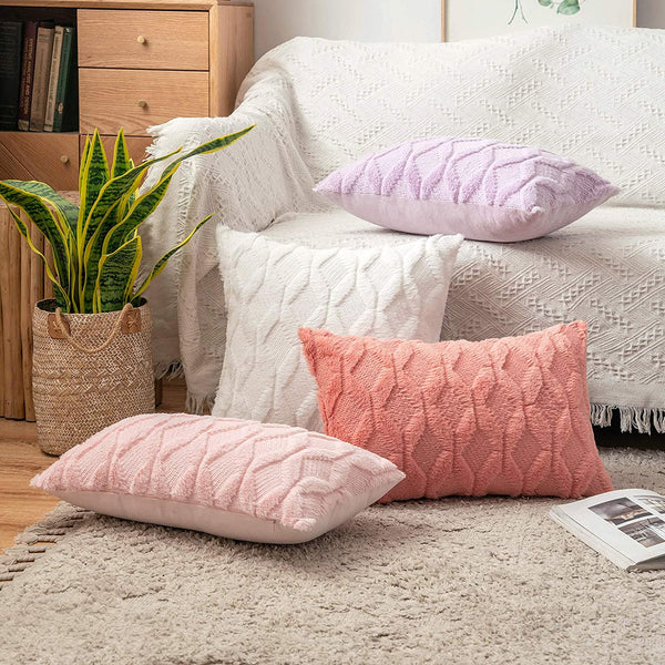 MIULEE Ultra Soft Fluffy Throw Pillow Covers Decorative Plush Shaggy D