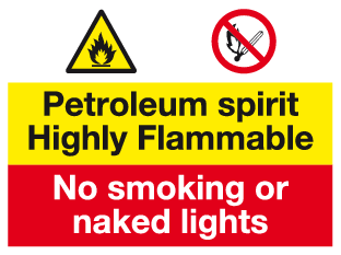 Petroleum spirit Highly Flammable sign | Safety signs and notices – MJN ...