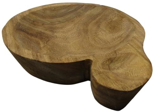 PD Home & Garden Wood Carved Bowl with Ear Spot for Potpourri, Rustic Woodland Decor Display 11.4 X 9.1 X 2 inches